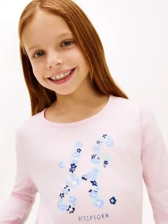 Camiseta con monograma floral para niños