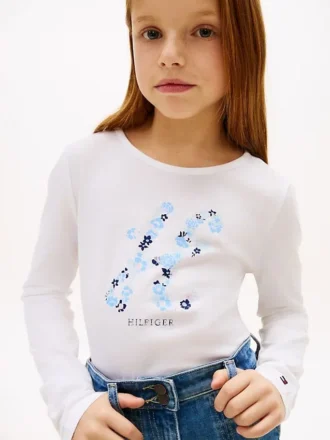 Camiseta con monograma floral para niños