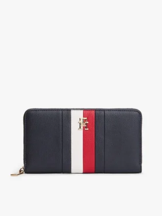 Cartera con cremallera y rayas distintivas Cartera con cremallera y rayas distintivas