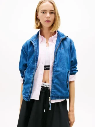 Chaqueta con cremallera de cambray de Tommy Jeans