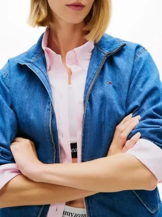 Chaqueta con cremallera de cambray de Tommy Jeans
