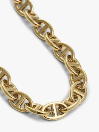 Collar de cadena con eslabones marineros chapado en oro