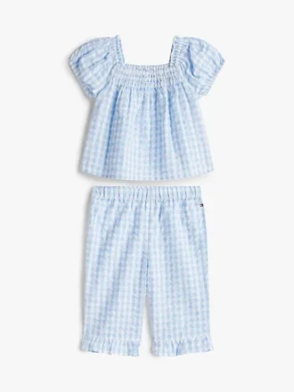 Conjunto de blusa y pantalones de cuadros vichy para bebés