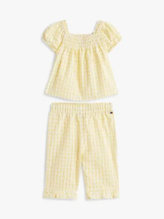 Conjunto de blusa y pantalones de cuadros vichy para bebés