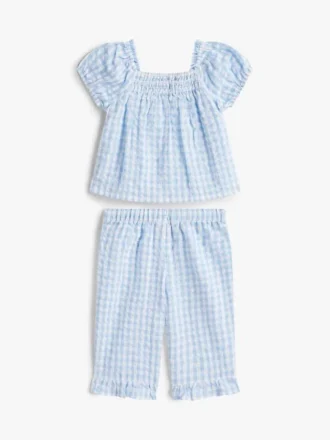 Conjunto de blusa y pantalones de cuadros vichy para bebés