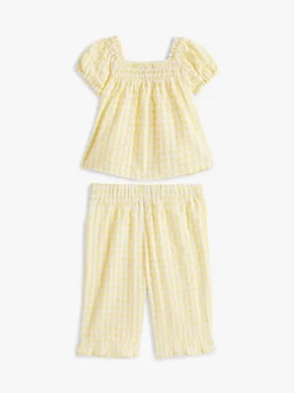 Conjunto de blusa y pantalones de cuadros vichy para bebés
