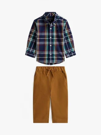Conjunto de camisa y pantalones a cuadros para bebés