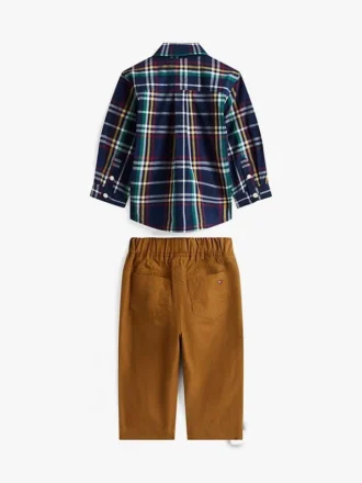 Conjunto de camisa y pantalones a cuadros para bebés