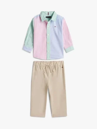 Conjunto de camisa y pantalones a rayas para bebés
