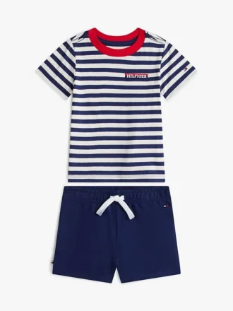 Conjunto de camiseta y pantalones cortos a rayas para bebés