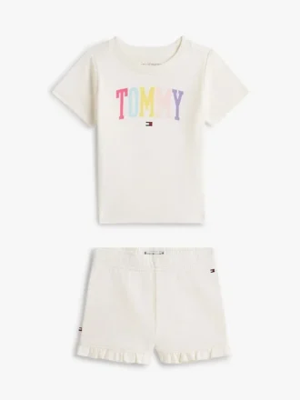 Conjunto de camiseta y pantalones cortos con el logotipo de Tommy para bebés