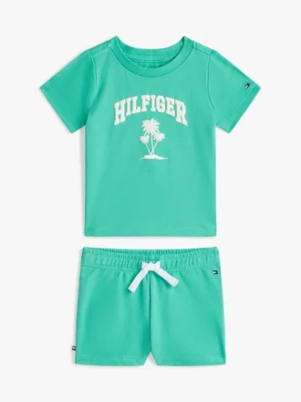 Conjunto de camiseta y pantalones cortos con logo de palmera para bebés