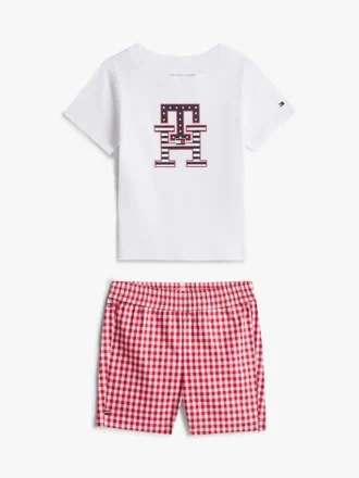 Conjunto de camiseta y pantalones cortos con monograma para bebés