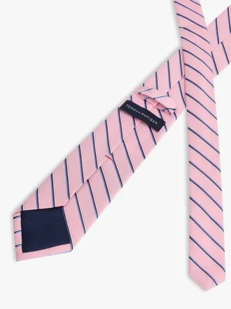 Corbata a rayas de mezcla de lino y seda
