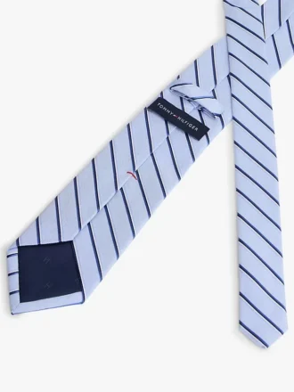 Corbata a rayas de mezcla de lino y seda