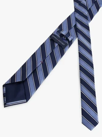 Corbata de mezcla de seda con rayas diagonales anchas