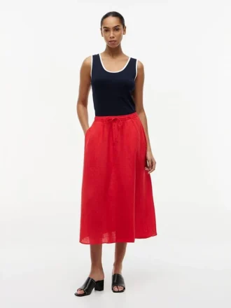 Falda midi de lino