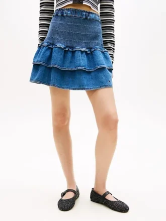 Mini falda de cambray con volantes de Tommy Jeans