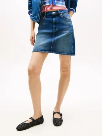 Mini falda vaquera de talle alto de Tommy Jeans