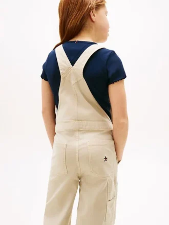 Mono de mezclilla elástica de pierna ancha para niñas