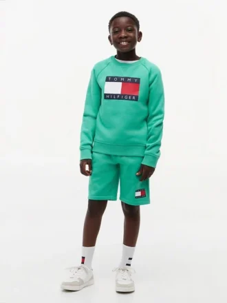 Pantalón corto de sudadera con logo de bandera para niños