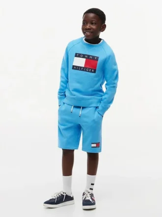 Pantalón corto de sudadera con logo de bandera para niños