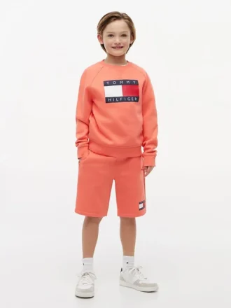 Pantalón corto de sudadera con logo de bandera para niños