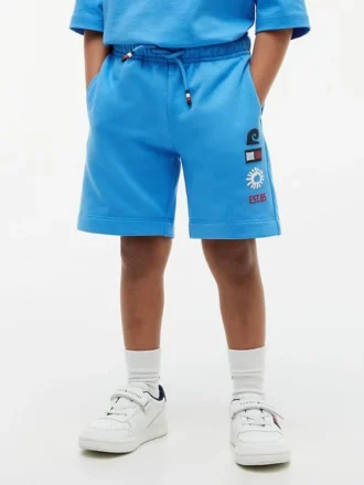 Pantalón corto de sudadera con logo Sun & Wave para niños