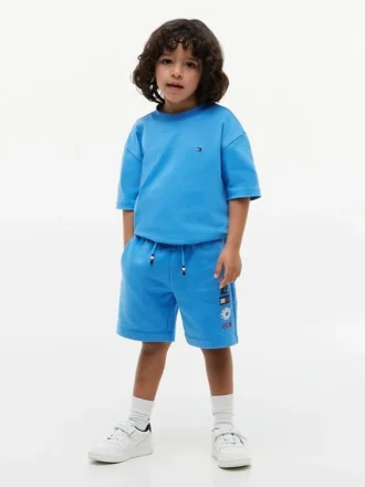 Pantalón corto de sudadera con logo Sun & Wave para niños