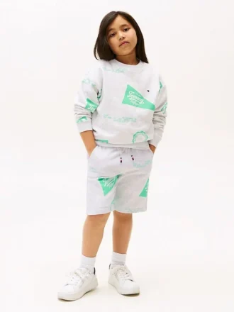 Pantalón corto de sudadera con logotipos mixtos para niños