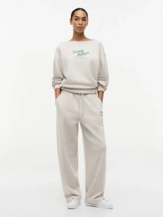 Pantalón de chándal de felpa con logo en letra cursiva