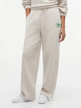 Pantalón de chándal de felpa con logo en letra cursiva