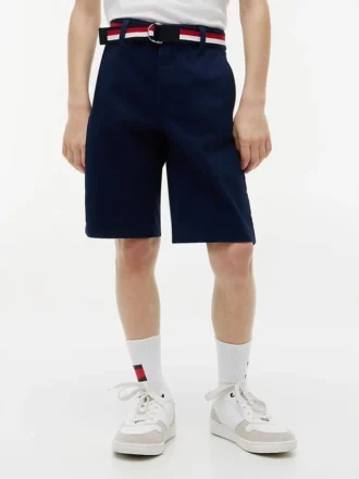 Pantalones cortos chinos con cinturón para niños