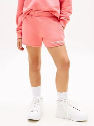 Pantalones cortos con logo Tommy y purpurina para niña