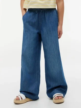 Pantalones de chambray de pierna ancha sin cremallera para niños