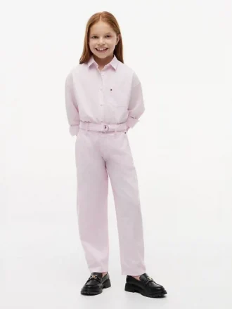 Pantalones de cintura ancha con cinturón para niña