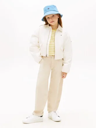 Pantalones de cintura ancha con cinturón para niña