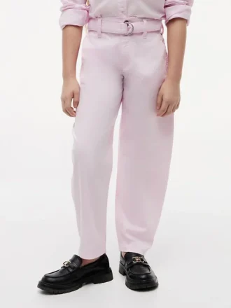 Pantalones de cintura ancha con cinturón para niña
