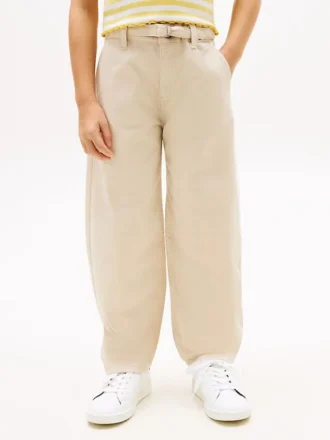 Pantalones de cintura ancha con cinturón para niña