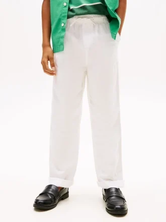 Pantalones holgados de mezcla de lino para niños
