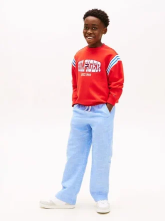 Pantalones sin cremallera de algodón slub para niños