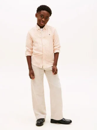 Pantalones sin cremallera de algodón slub para niños
