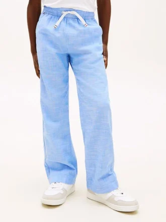 Pantalones sin cremallera de algodón slub para niños