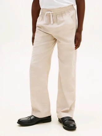 Pantalones sin cremallera de algodón slub para niños