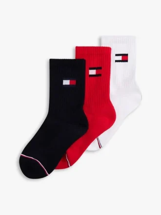 Paquete de 3 pares de calcetines de cuello redondo con el logotipo de la bandera para niños
