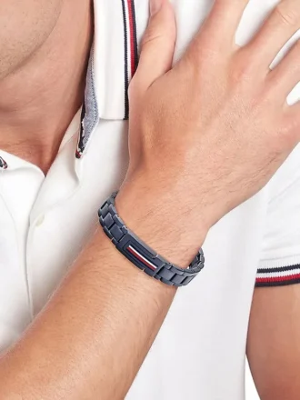 Pulsera de acero inoxidable con rayas de bandera