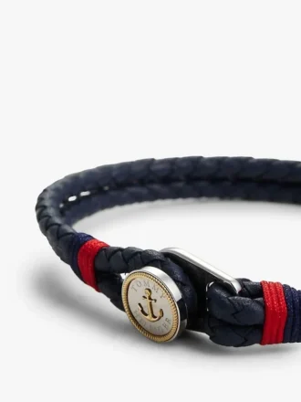 Pulsera de cuero trenzado de estilo náutico