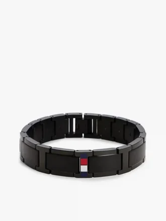 Pulsera de eslabones planos con detalles a rayas