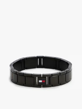 Pulsera de eslabones planos con detalles a rayas