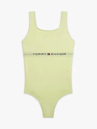 Traje de baño con cuello cuadrado y logotipo para niñas
